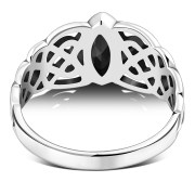 Marquise cut Black Onyx Celtic Silver Ring, r539