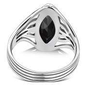 Large Light Faceted Black Onyx Silver ring, r540