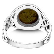 Large Baltic Amber Celtic Silver Ring, r542