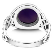 Large Amethyst Genuine Stone Celtic Silver Ring, r542