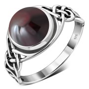 Garnet Stone Celtic Sterling Silver Ring, r542