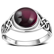 Garnet Stone Celtic Sterling Silver Ring, r542
