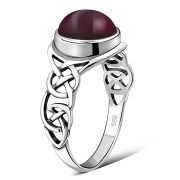 Garnet Stone Celtic Sterling Silver Ring, r542