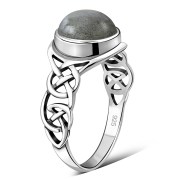 Large Labradorite Stone Celtic Silver Ring, r542