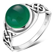 Green Agate Celtic Knot Silver Ring, r542