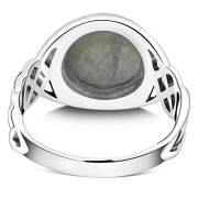 Large Rainbow Moonstone Celtic Silver Ring, r542