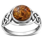 Baltic Amber Celtic Silver Ring, r543