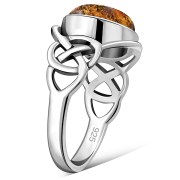 Baltic Amber Celtic Silver Ring, r543