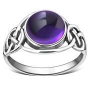 Amethyst Stone Celtic Silver Ring, r543