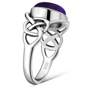 Amethyst Stone Celtic Silver Ring, r543
