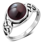 Garnet Stone Celtic Silver Ring, r543