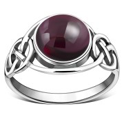 Garnet Stone Celtic Silver Ring, r543