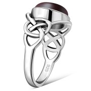 Garnet Stone Celtic Silver Ring, r543