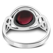 Garnet Stone Celtic Silver Ring, r543