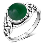 Green Agate Celtic Knot Silver Ring, r543