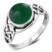 Green Agate Celtic Knot Silver Ring, r543