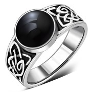 Celtic Knot Black Onyx Silver Ring, r544