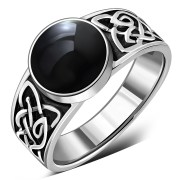 Celtic Knot Black Onyx Silver Ring, r544