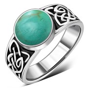 Celtic Knot Turquoise Silver Ring, r544