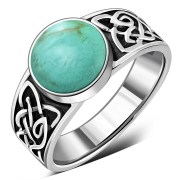 Celtic Knot Turquoise Silver Ring, r544