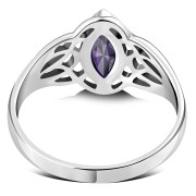 Large Celtic Knot Amethyst CZ Silver Ring, r545