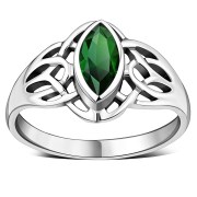 Large Celtic Knot Faceted Black Onyx Silver Ring, r545