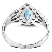 Large Celtic Knot Faceted Black Onyx Silver Ring, r545