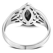 Large Celtic Knot Faceted Black Onyx Silver Ring, r545