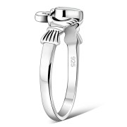 Mother of Pearl Irish Claddagh Silver Ring, r546