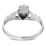 Mother of Pearl Irish Claddagh Silver Ring, r546