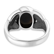 Trinity Black Onyx Mens Solid Silver Ring, r548