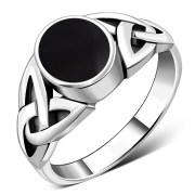 Trinity Black Onyx Inlaid Silver Ring, r548