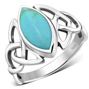 Celtic Knot Sterling Silver Ring w Turquoise - r550