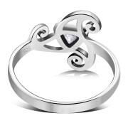 Clear CZ Triskele Triple Spiral Silver Ring, r551