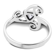 Clear CZ Triskele Triple Spiral Silver Ring, r551