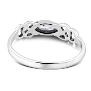 Marquise cut Delicate Clear CZ Celtic Silver Ring, r552