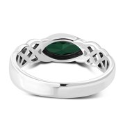Marquise cut Green CZ Celtic Silver Ring, r553