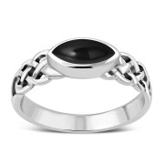 Black Onyx Celtic Silver Ring, r553