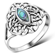 Celtic Knot Abalone Shell Silver Ring