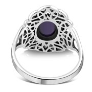 Amethyst Genuine Stone Cab Celtic Trinity Knot Silver Ring, r558