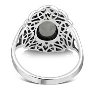 Rainbow Moonstone Celtic Trinity Knot Silver Ring, r558