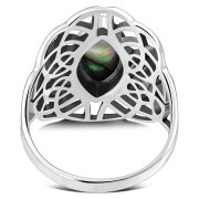 Light Large Abalone Celtic Silver Ring, r561