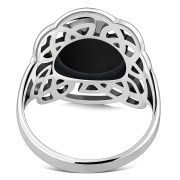 Large Black Onyx Celtic Silver Ring, r562