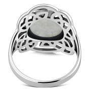 Large Rainbow Moonstone Celtic Silver Ring, r562