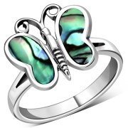 Butterfly Silver Ring w Abalone