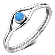 Evil Eye Sterling Silver Synthetic Azure Opal Ring, r570