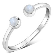 Rainbow Moonstone Silver Open Ring, r574