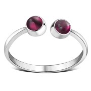 Garnet Stone Silver Open Ring, r575
