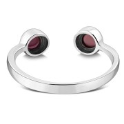 Garnet Stone Silver Open Ring, r575