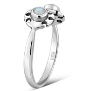 Open Silver Ring w Rainbow Moonstone, r576